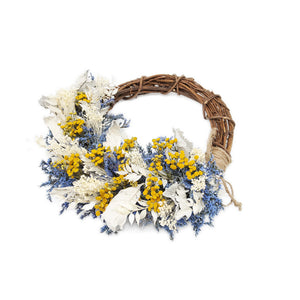 German Statice and Tansy Crescent Wreath
