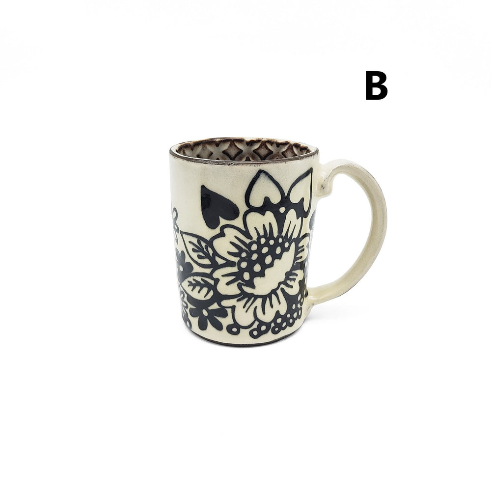 
            
                Load image into Gallery viewer, Black and White Floral Mugs Style B
            
        