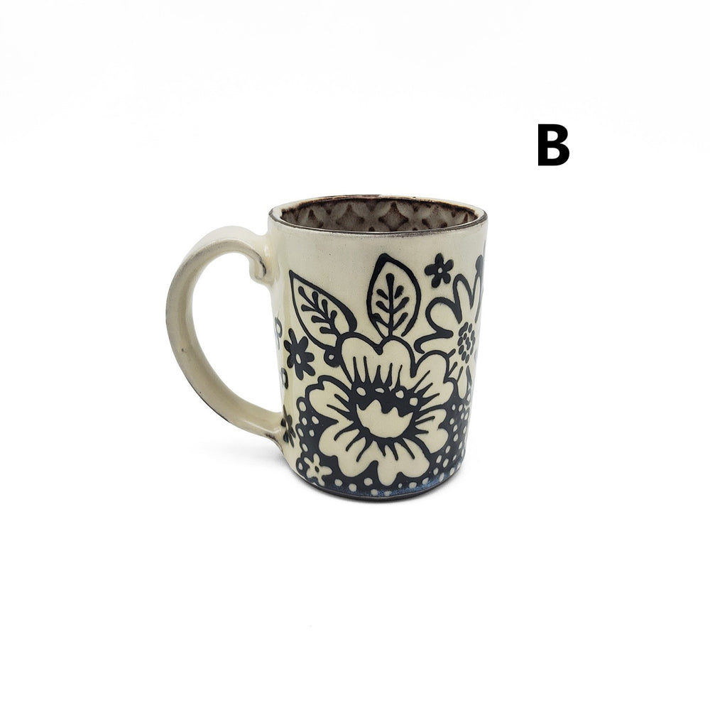 Black and White Floral Mugs