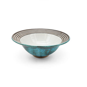 Blue and Black Striped Bowl