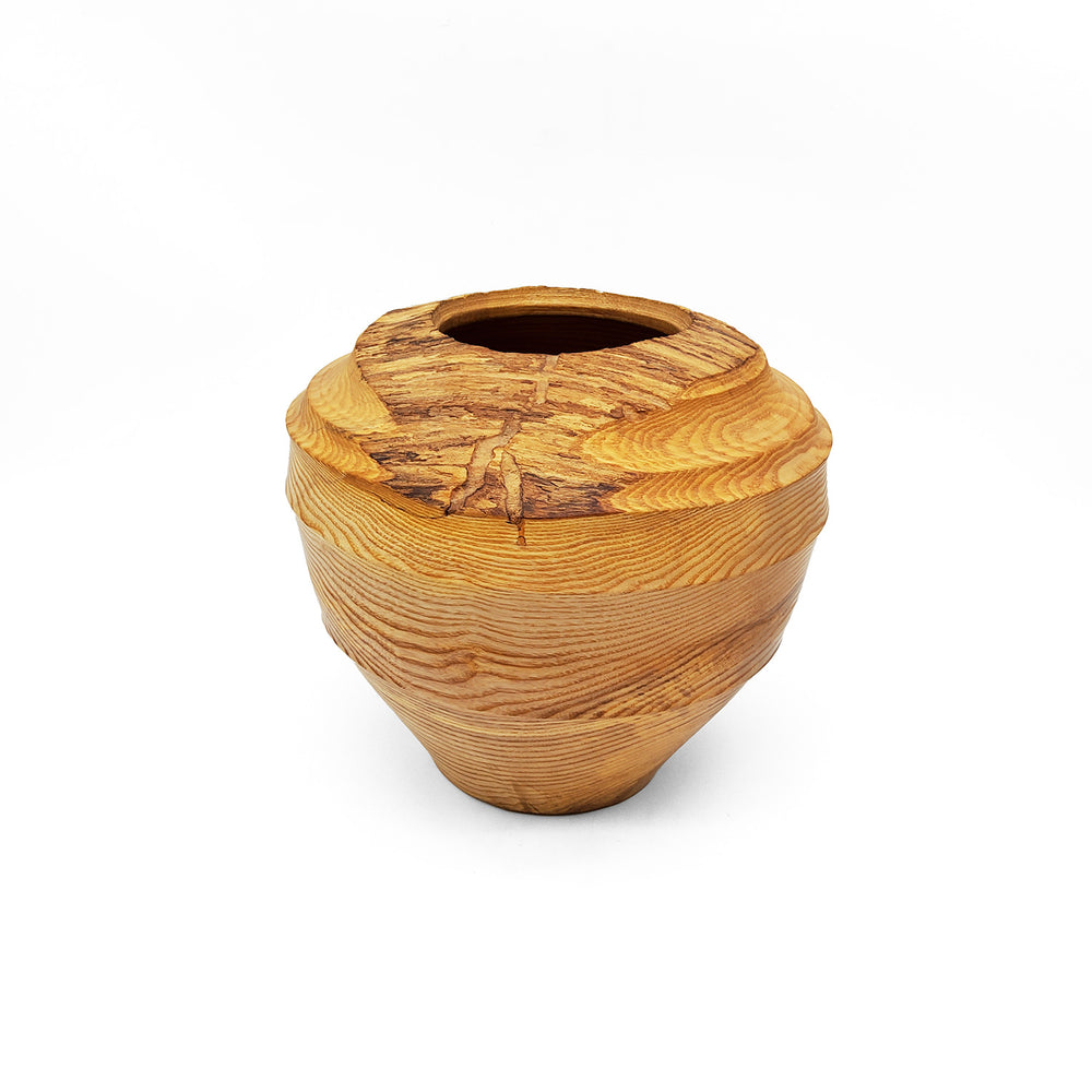 Tall Oak Wood Vase