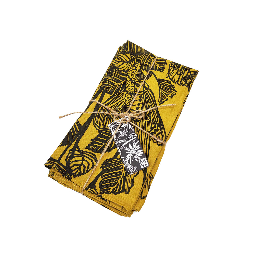 Mustard Yellow Moth and Birch Napkin Set