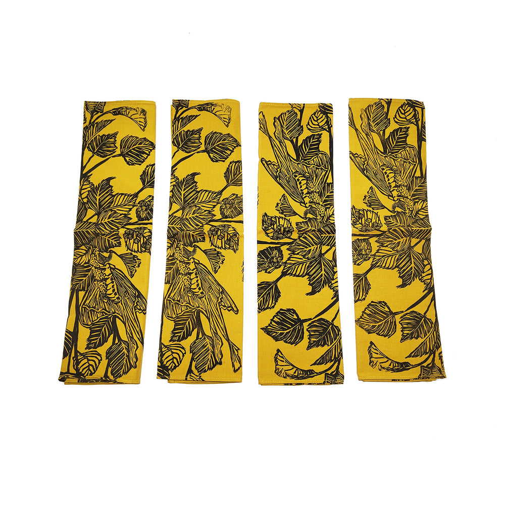 Mustard Yellow Moth and Birch Napkin Set