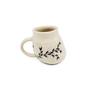 
            
                Load image into Gallery viewer, Black Vines and Teal Dots Slouchy Mug
            
        