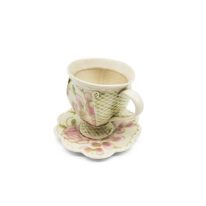 
            
                Load image into Gallery viewer, Rose and Green Teacup and Saucer
            
        