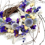 Blue and Purple Globe Thistle Wreath