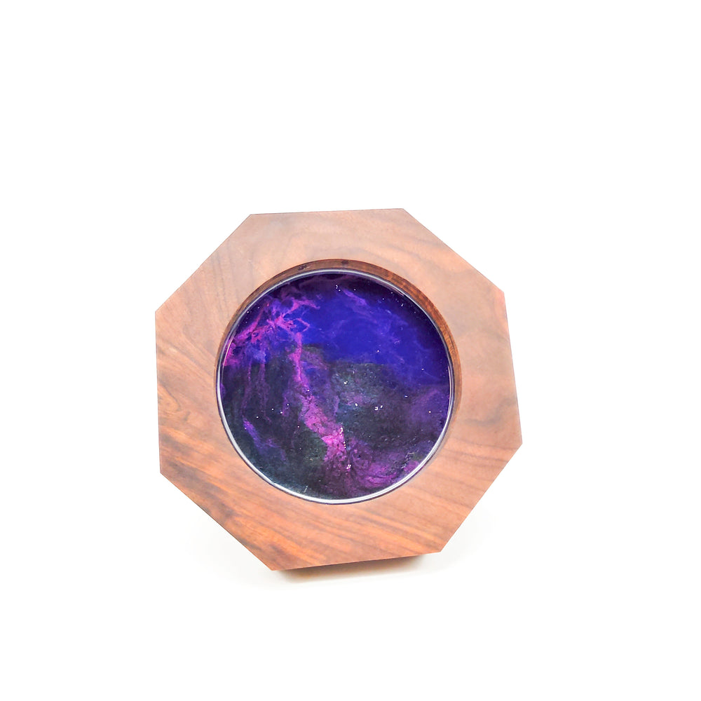 Purple Resin Octagonal Wood Coaster