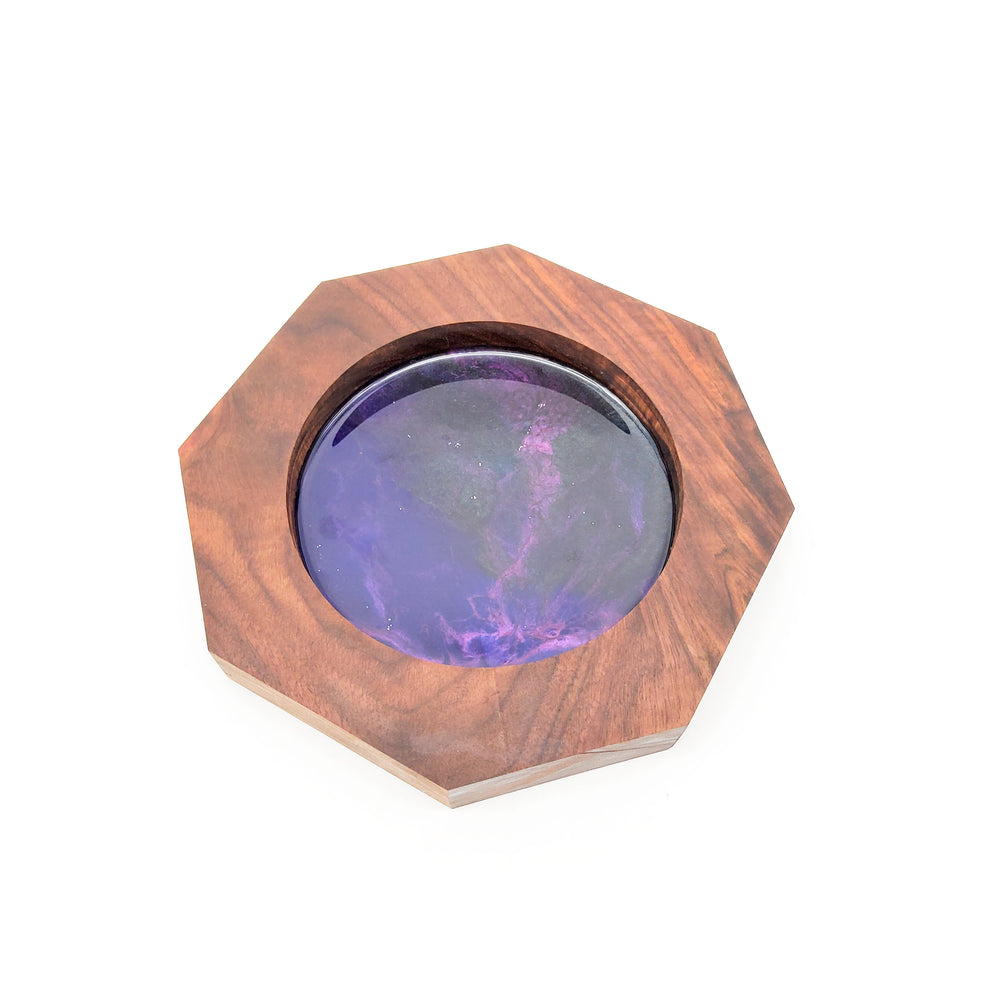 
            
                Load image into Gallery viewer, Purple Resin Octagonal Wood Coaster
            
        