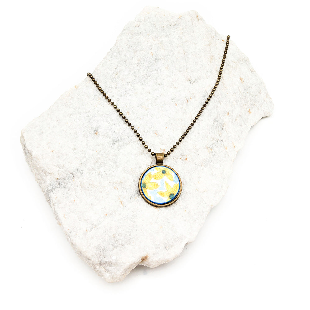 Yellow Flower Watercolor Necklace