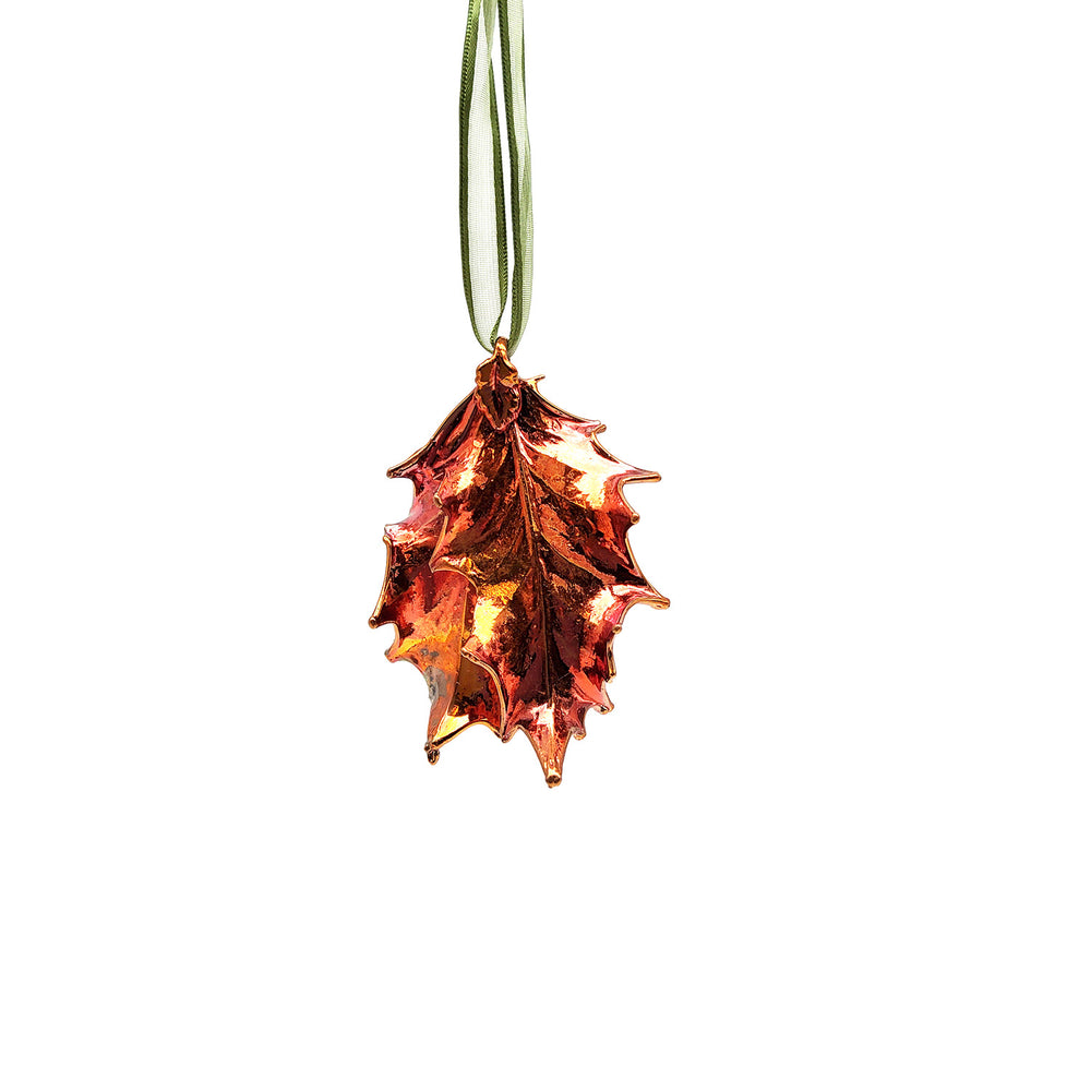 Double Holly Iridescent Ornament