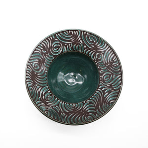 Teal Carved Wide Rim Bowl