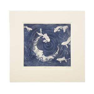
            
                Load image into Gallery viewer, Koi Moon Blue, Matted Print
            
        