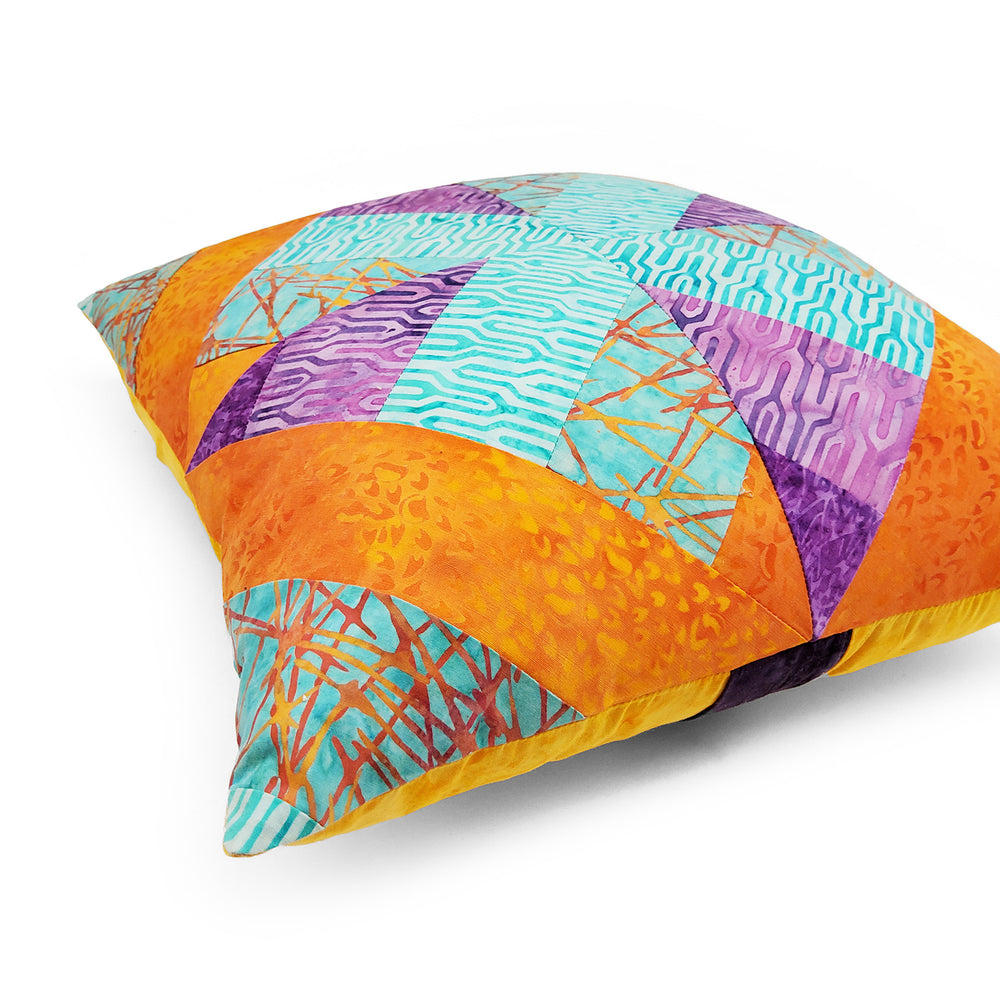 Teal and Orange Quilted Pillow