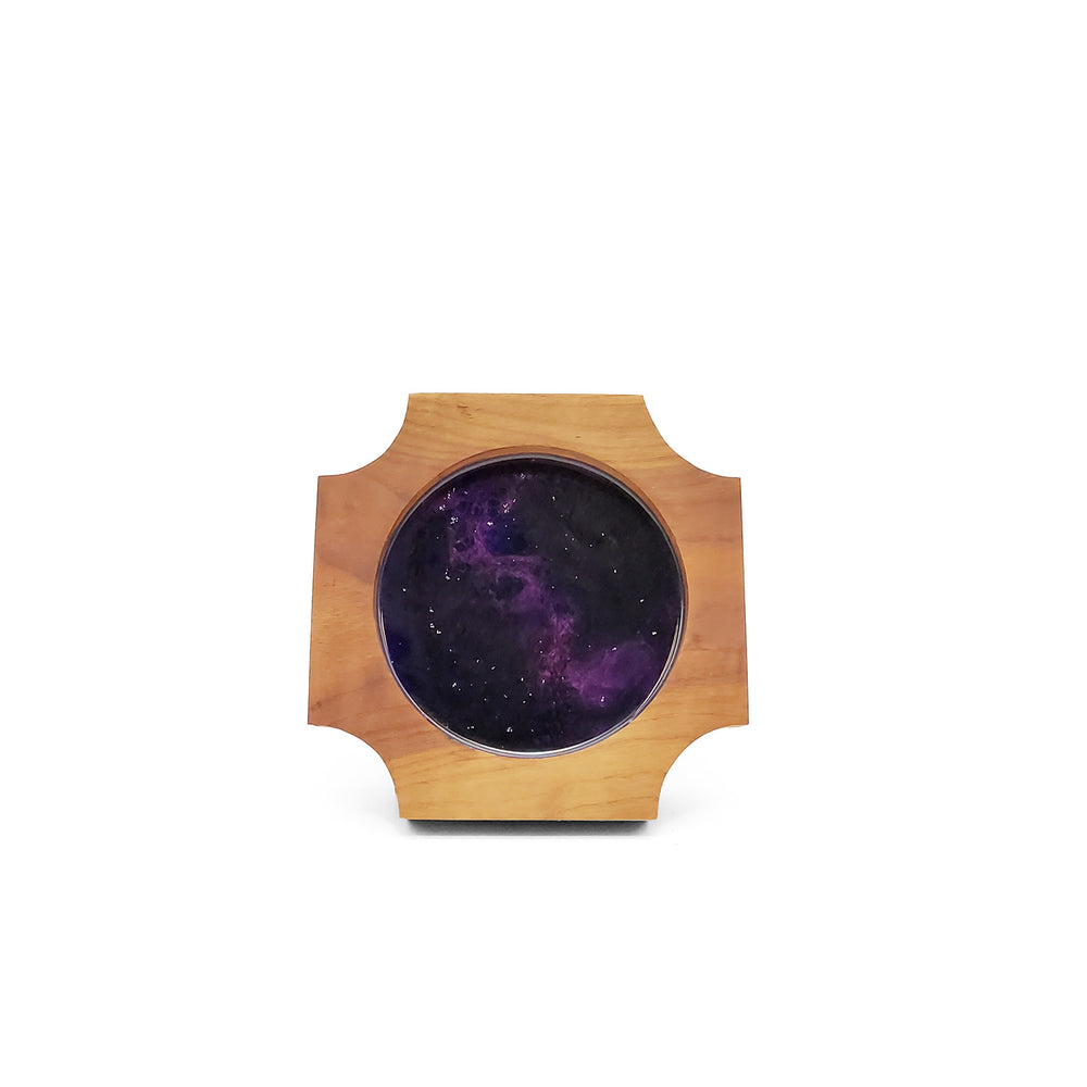Starry Purple Sky Resin Wood Coaster