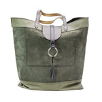 Large Forest Green Leather Tote Bag