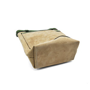 
            
                Load image into Gallery viewer, Tan Suade Small Tote With Green Accents
            
        