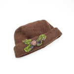 Button Flower Brown Pillbox Hat
