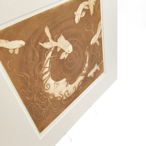 Koi Moon Brown, Matted Print