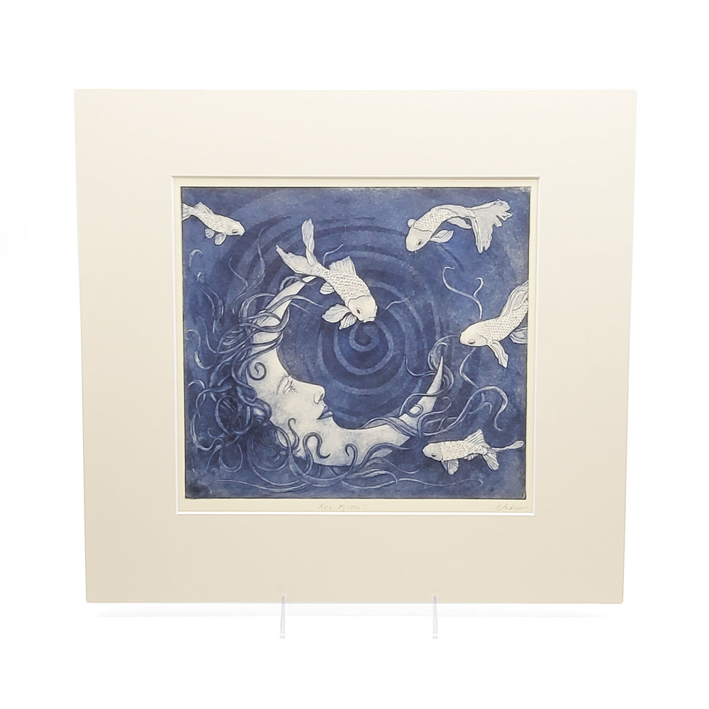 
            
                Load image into Gallery viewer, Koi Moon Blue, Matted Print
            
        