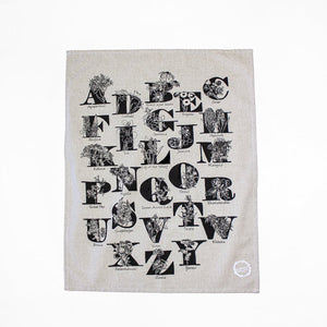 ABC Flora Handprinted Tea Towel