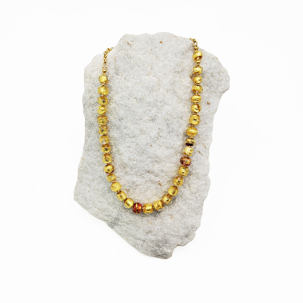 Gold Infused Glass Bead Necklace