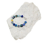 Blue and White Glass Bead Bracelet