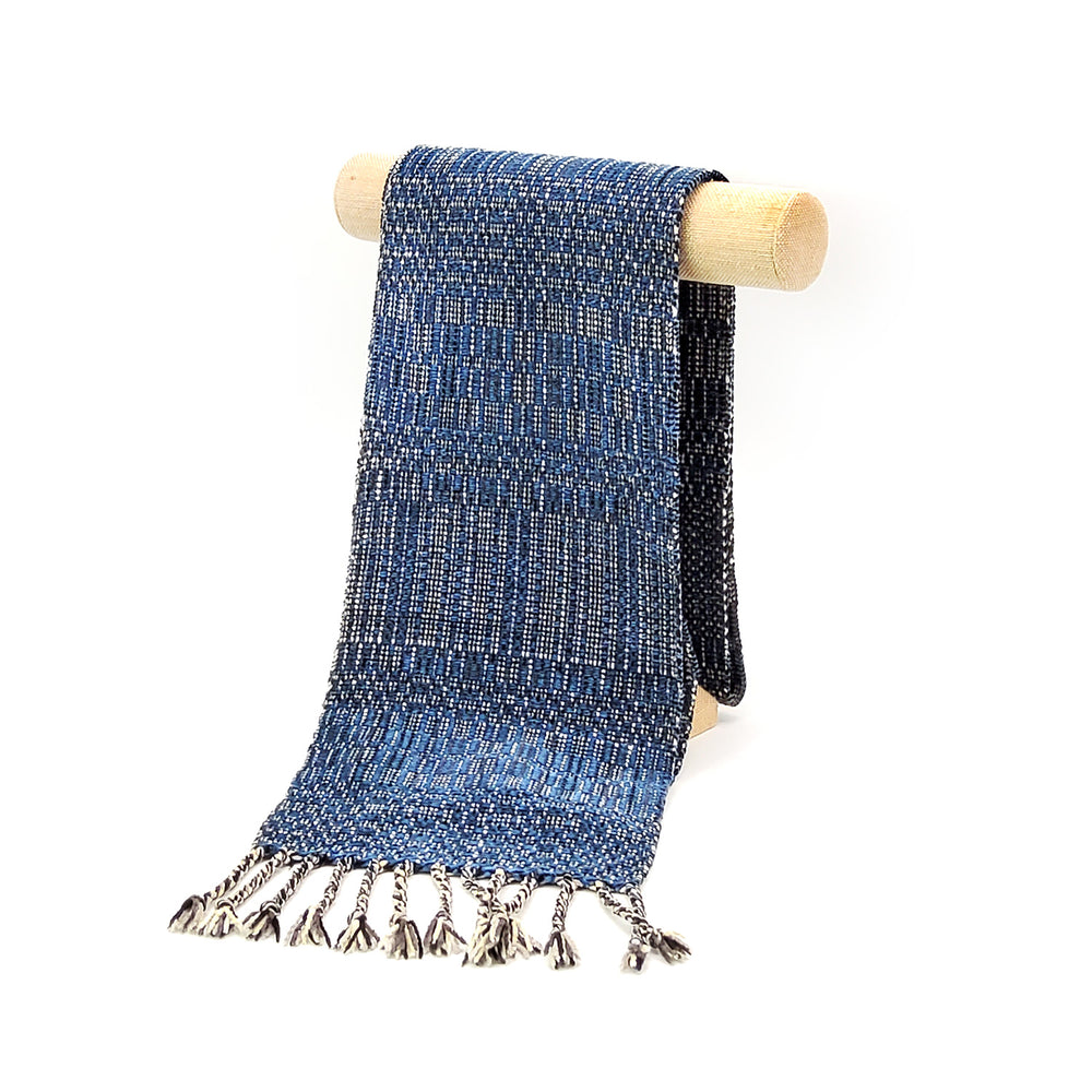 Navy Blue and White Chenille Scarf