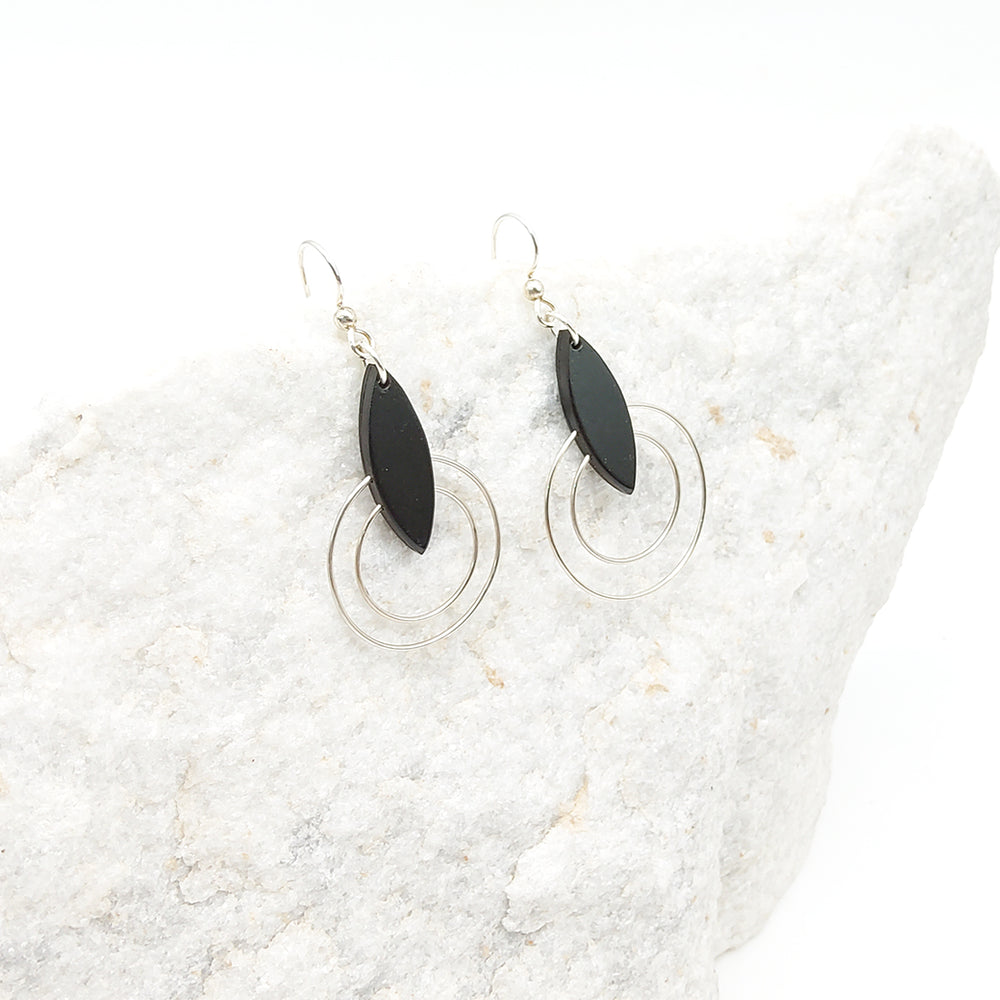 
            
                Load image into Gallery viewer, Black Diamond and Silver Rings Earrings
            
        