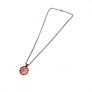 Watercolor Pink Ginkgo Necklace