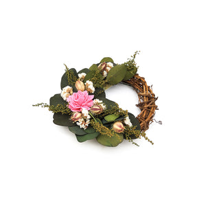 Small Twig Wreath With Pink Sola Flower