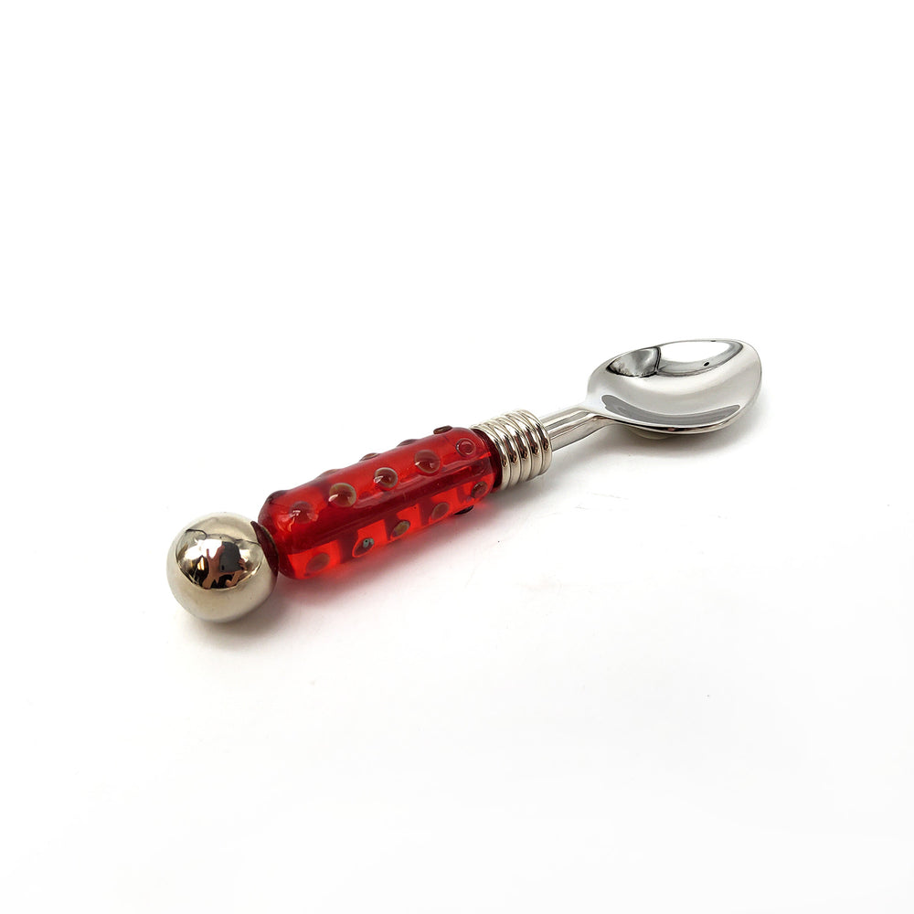 Red Glass Beaded Appetizer Spoon