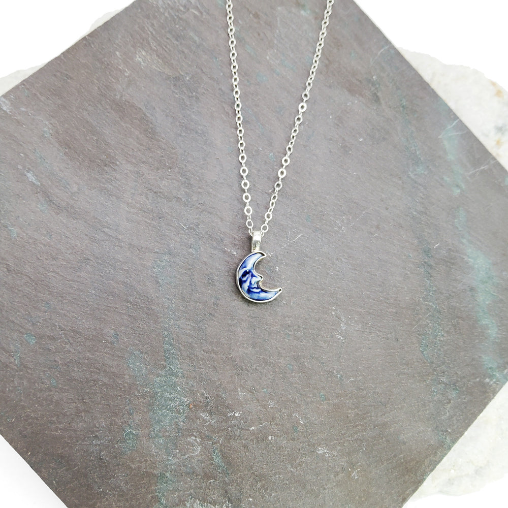 Porcelain Blue Moon Necklace