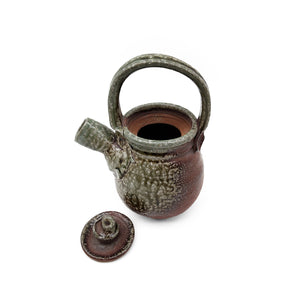 Dark Sienna and Grey Textured Teapot
